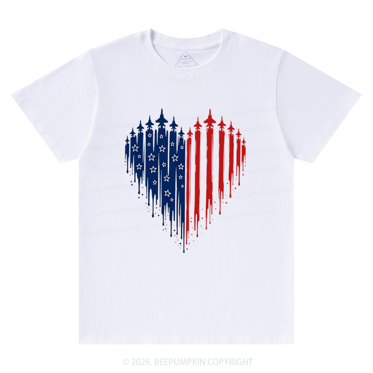 Patriotic 4th Of July American Flag Heart T-Shirts