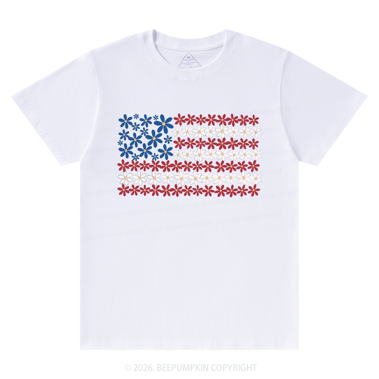 Floral American Flag 4th of July T-Shirts