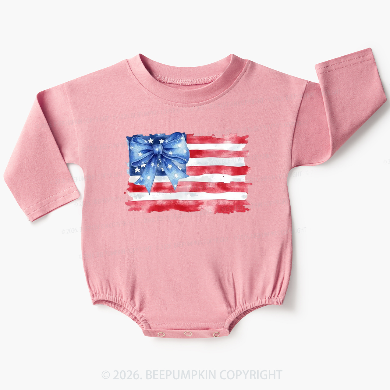 4th of July American Flag Baby Bubble Romper