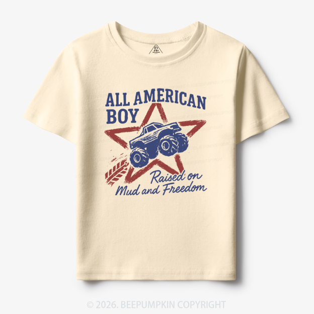 All American Boy Raised on Mud and Freedom Toddler&Kid's Tees