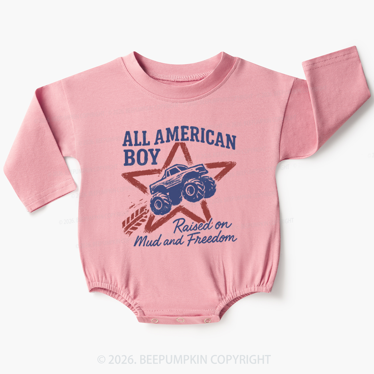 All American Boy Raised on Mud and Freedom Baby Bubble Romper
