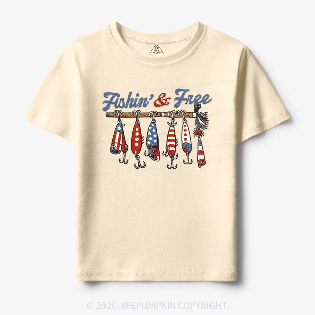 Fishin And Free Lure 4th Of July Toddler&Kid's Tees