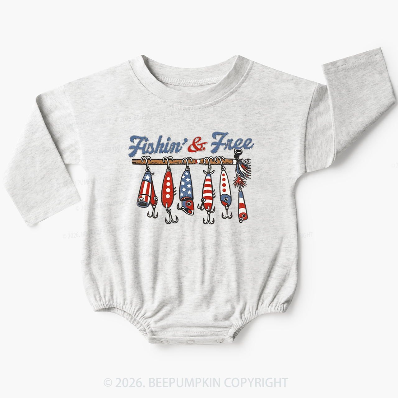 Fishin And Free Lure 4th Of July Baby Bubble Romper