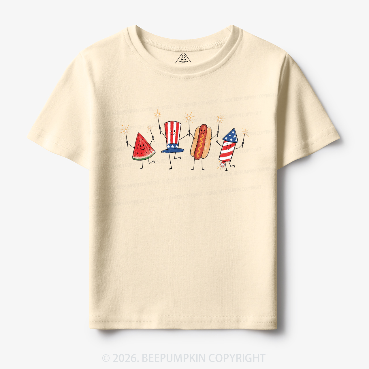Patriotic Watermelon Hotdog Firework American Toddler&Kid's Tees