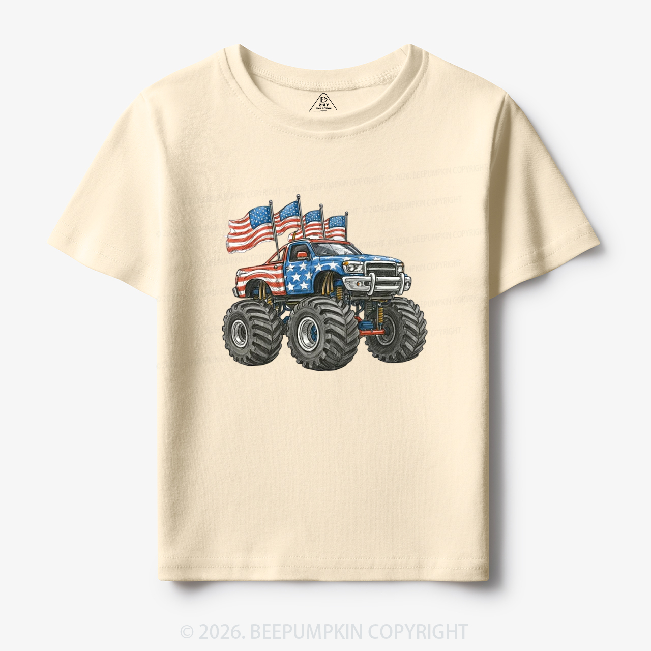 4th Of July Monster Truck American Flag Toddler&Kid's Tees