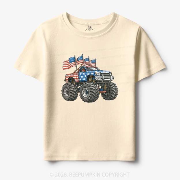 4th Of July Monster Truck American Flag Toddler&Kid's Tees