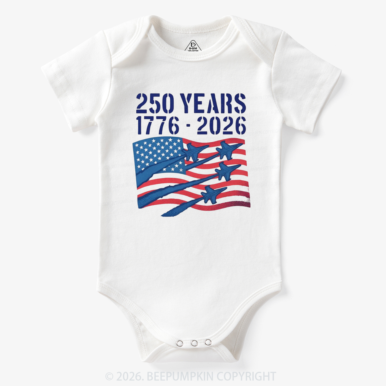 250 Years 1776-2026 America Patriotic Bodysuit