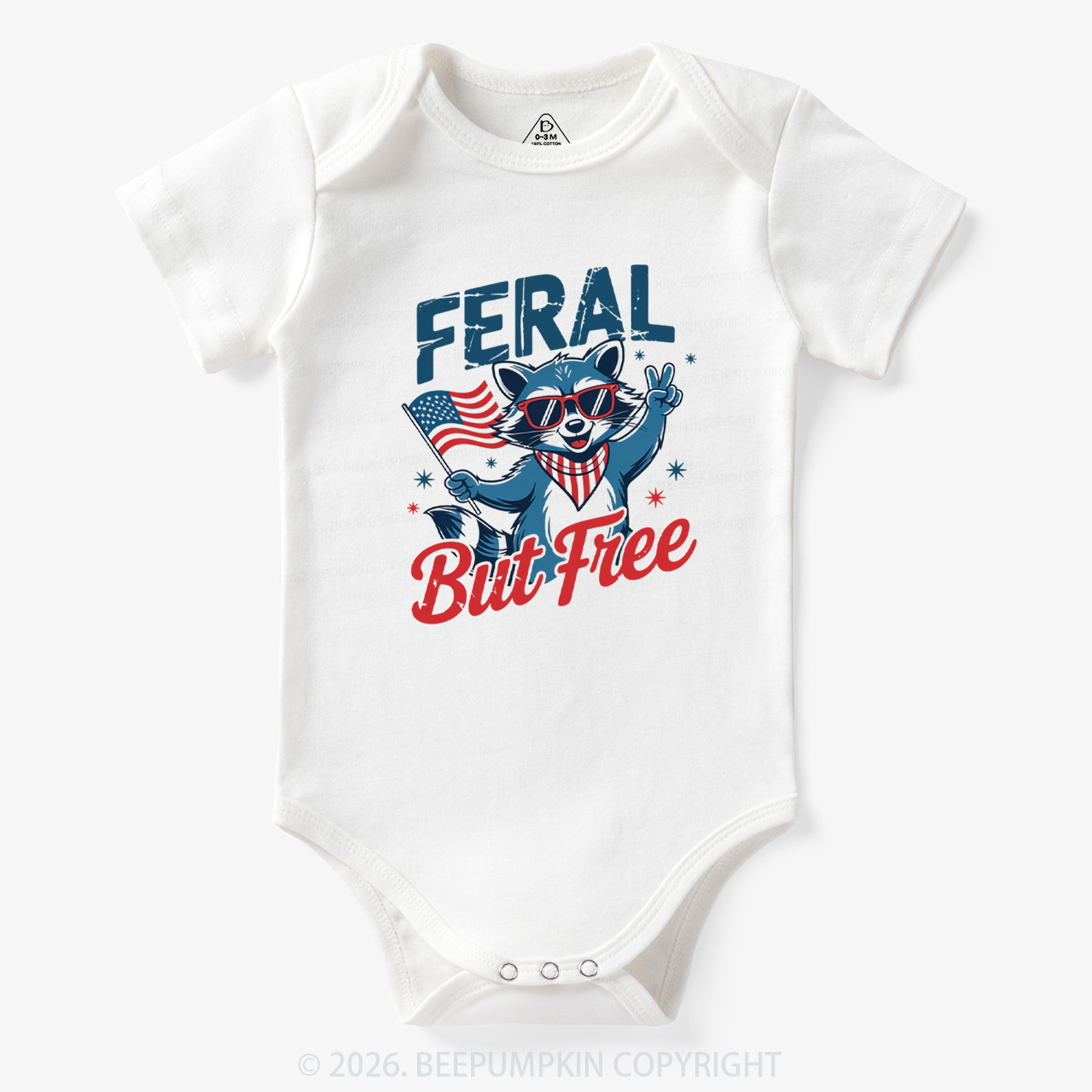 Feral Raccoon 4th of July Bodysuit