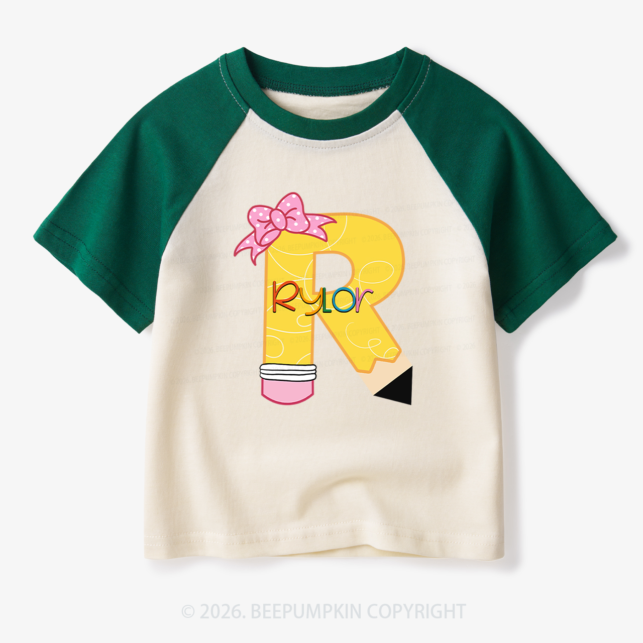 Personalized Pencil Back To School Toddler&Kids Retro Raglan T-shirt