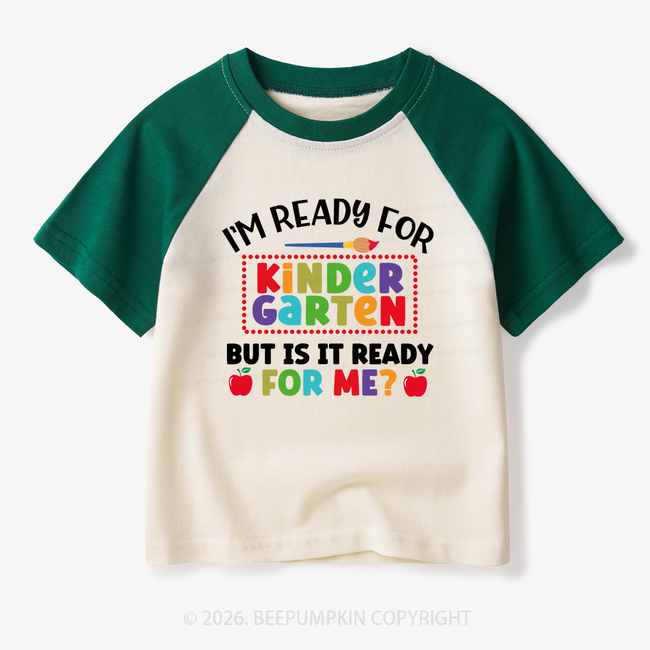 I'm Ready For Kindergarten Back To School Toddler&Kids Retro Raglan T-shirt