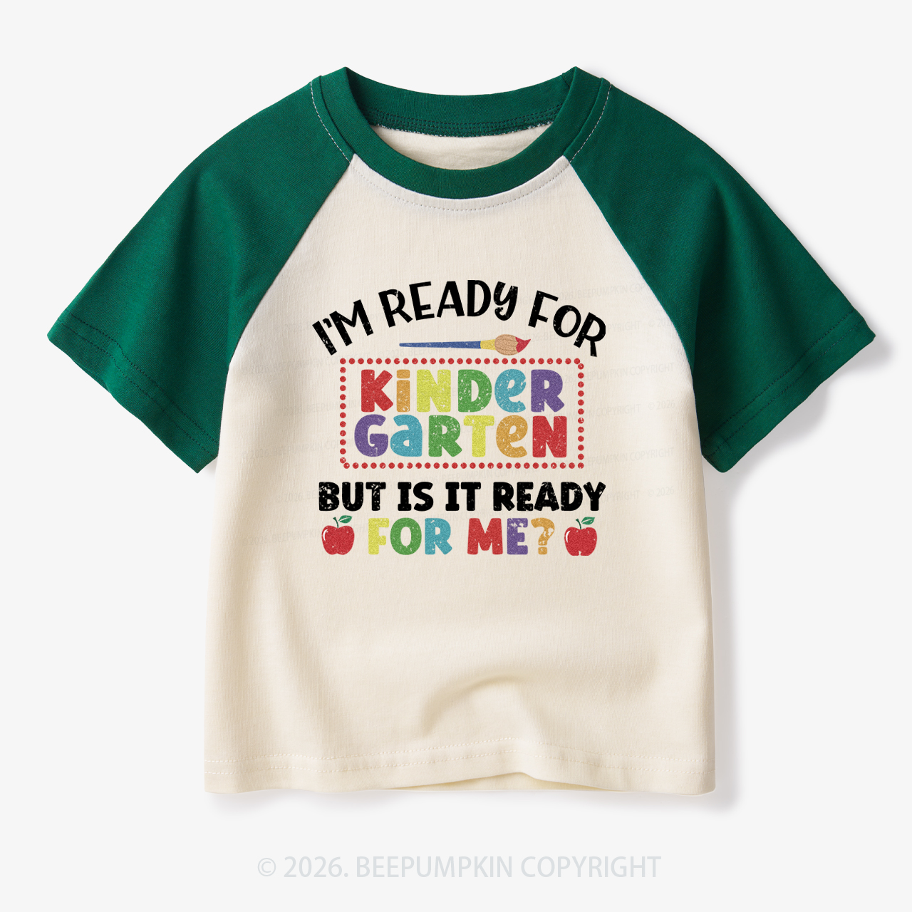 I'm Ready For Kindergarten Back To School Toddler&Kids Retro Raglan T-shirt