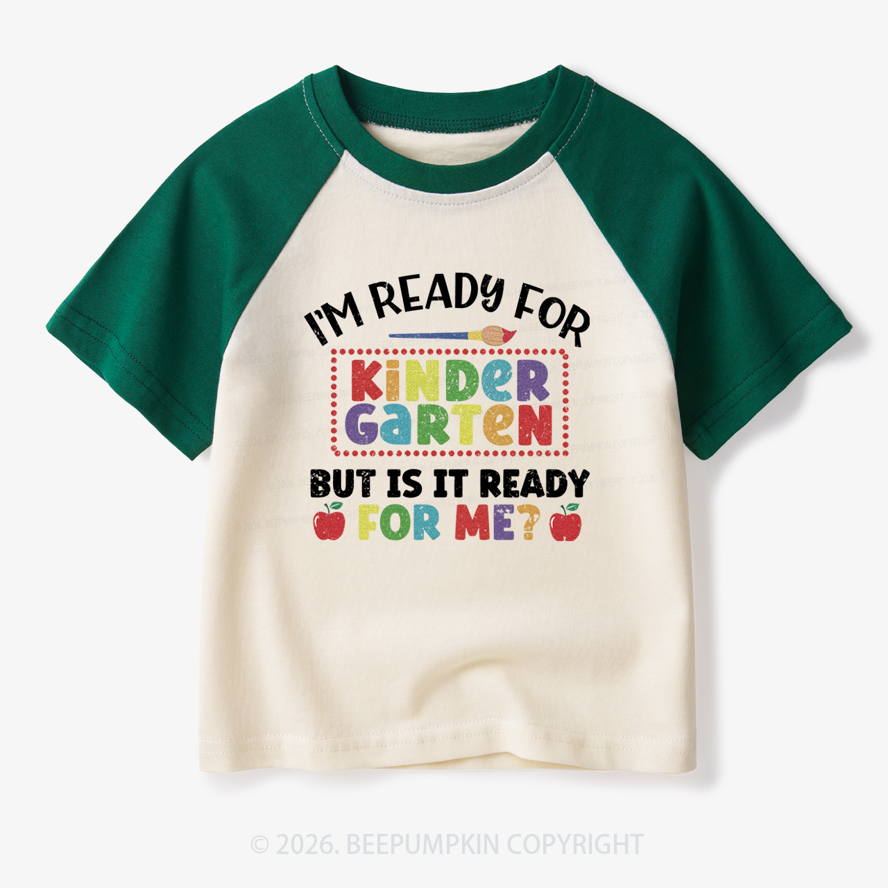 I'm Ready For Kindergarten Back To School Toddler&Kids Retro Raglan T-shirt