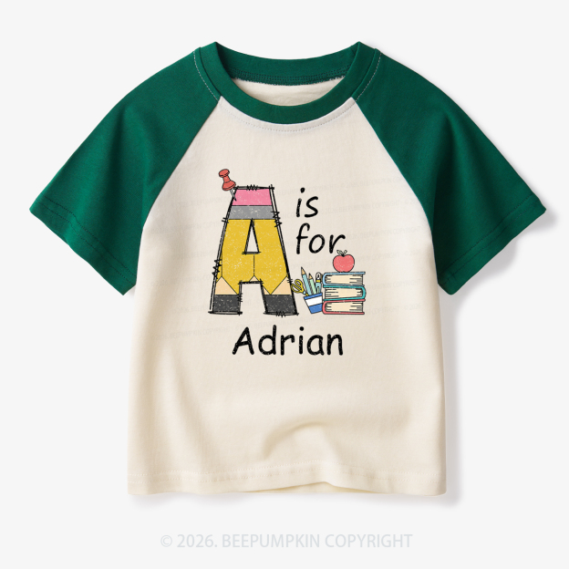 Personalized Alphabet Name Toddler&Kids Retro Raglan T-shirt