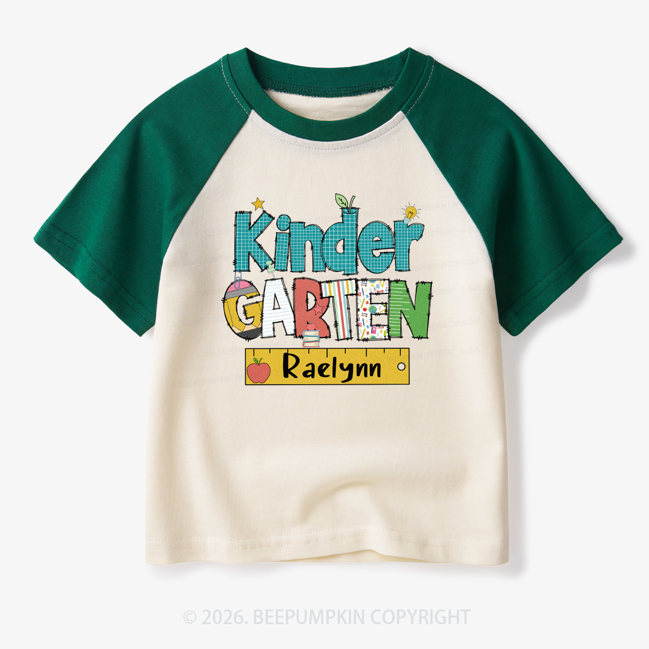 Personalized Letter Grade Toddler&Kids Retro Raglan T-shirt