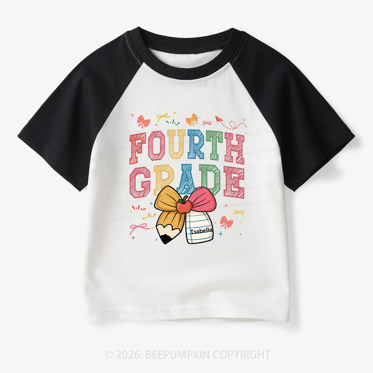 Personalized Girl Back To School Bundle Toddler&Kids Retro Raglan T-shirt