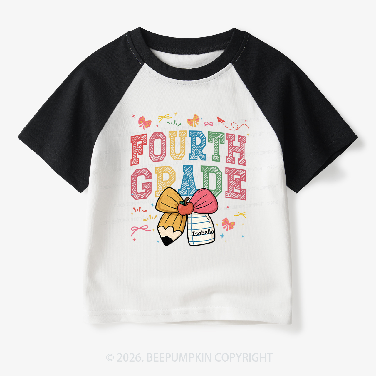 Personalized Girl Back To School Bundle Toddler&Kids Retro Raglan T-shirt