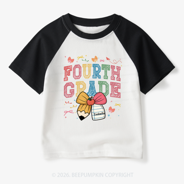 Personalized Girl Back To School Bundle Toddler&Kids Retro Raglan T-shirt