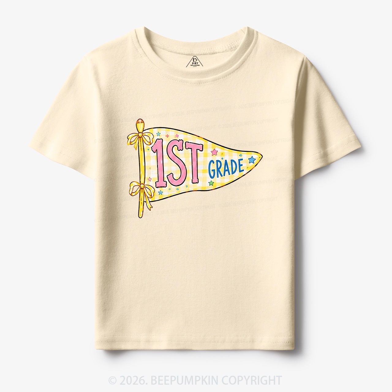Personalized Back to School Pennant Bow Pastel Toddler&Kid's Tees