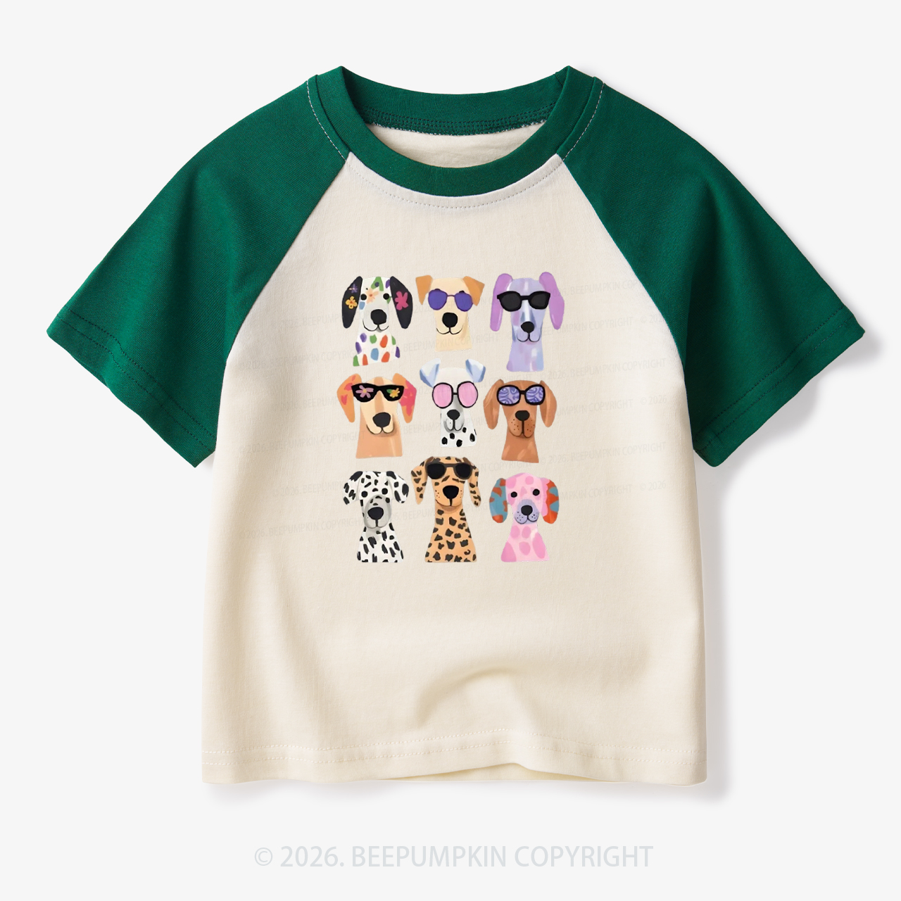 Cute Dog Fun Puppy Toddler&Kids Retro Raglan T-shirt