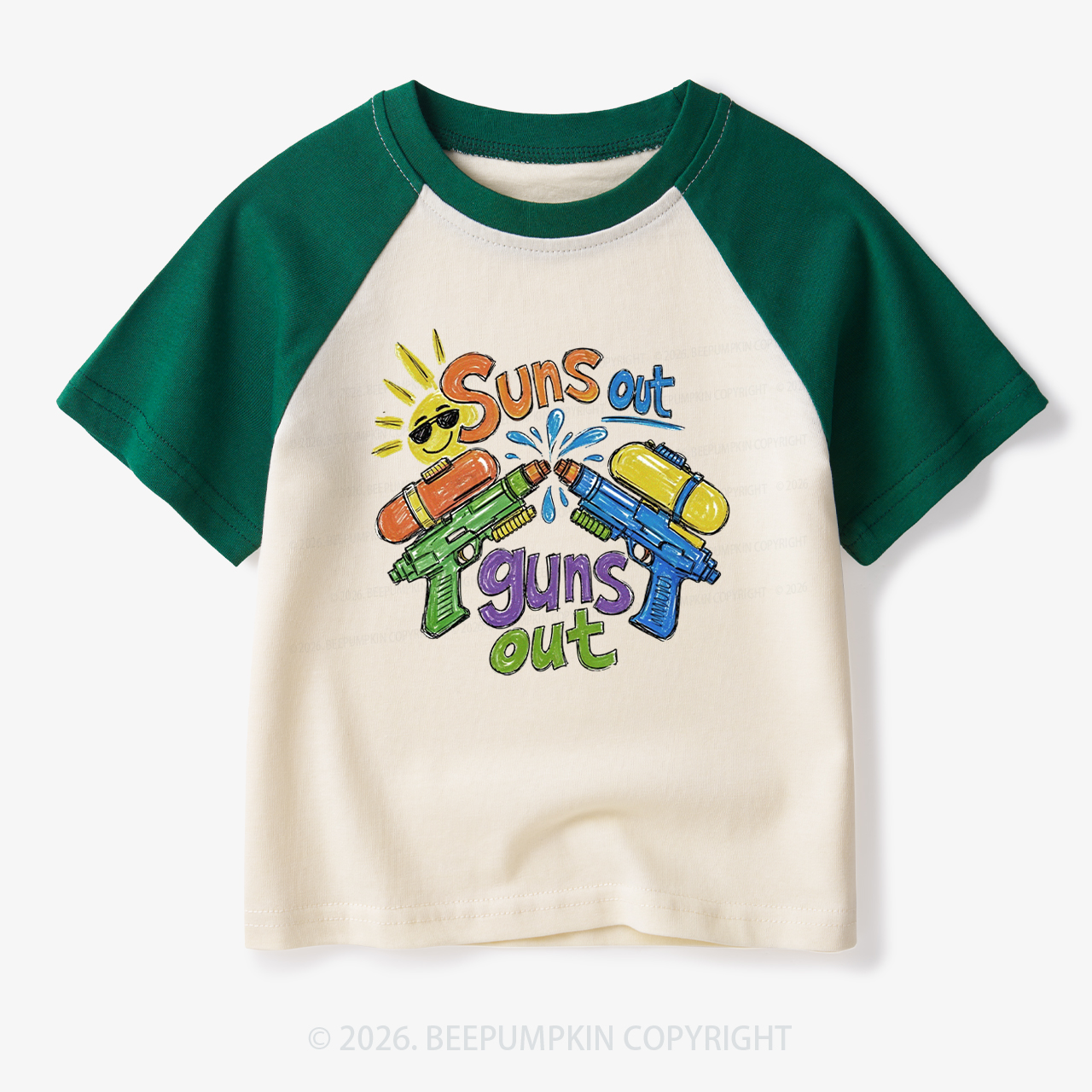 Funny Summer Suns Out Toddler&Kids Retro Raglan T-shirt