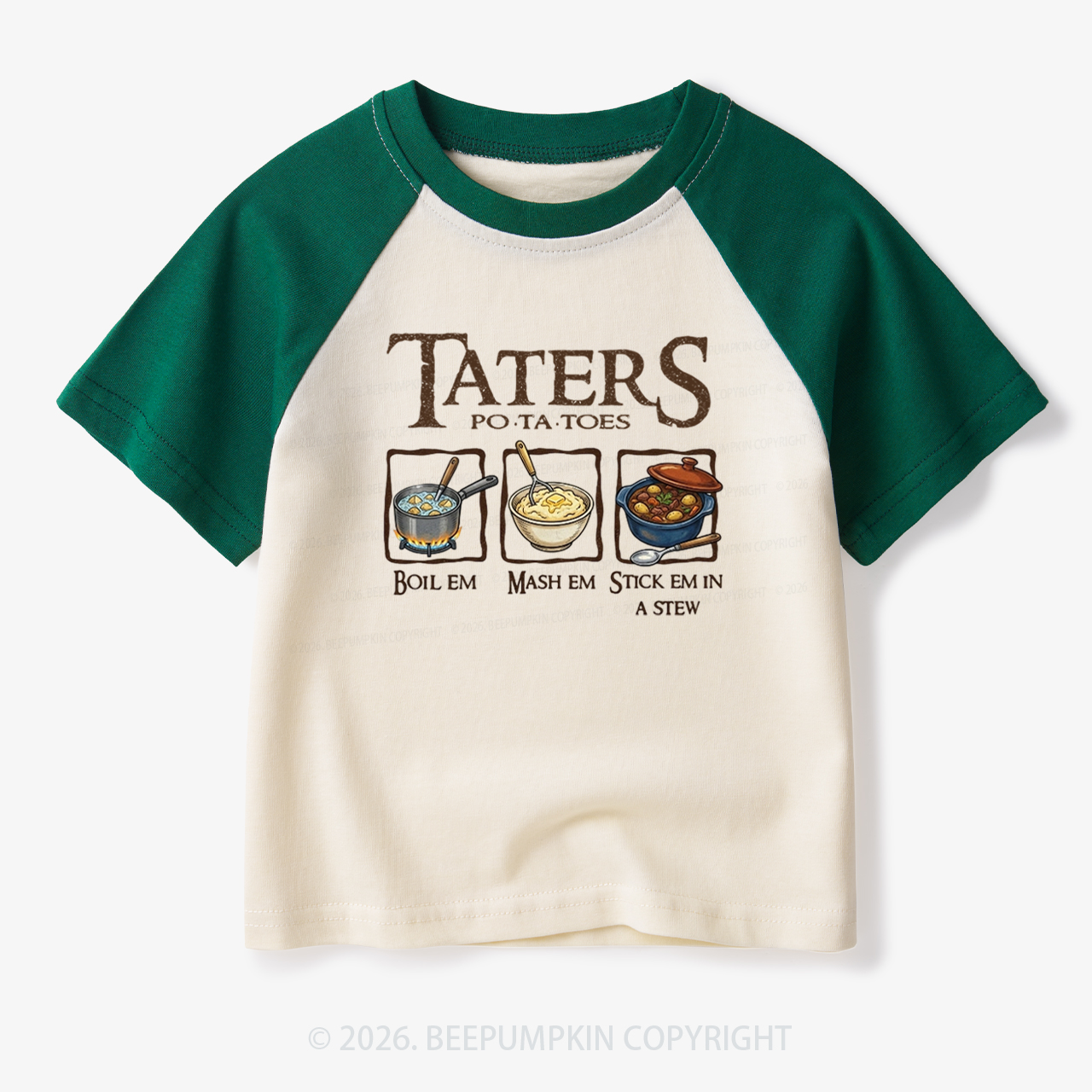 Taters Potatoes Funny Toddler&Kids Retro Raglan T-shirt