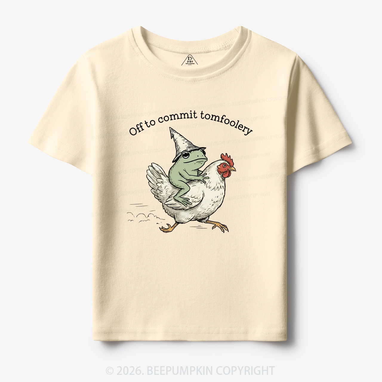 Frog Riding Chicken Off to Commit Tomfoolery Toddler&Kid's Tees