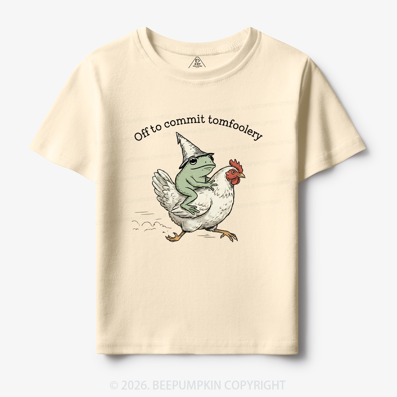 Frog Riding Chicken Off to Commit Tomfoolery Toddler&Kid's Tees