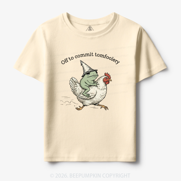 Frog Riding Chicken Off to Commit Tomfoolery Toddler&Kid's Tees