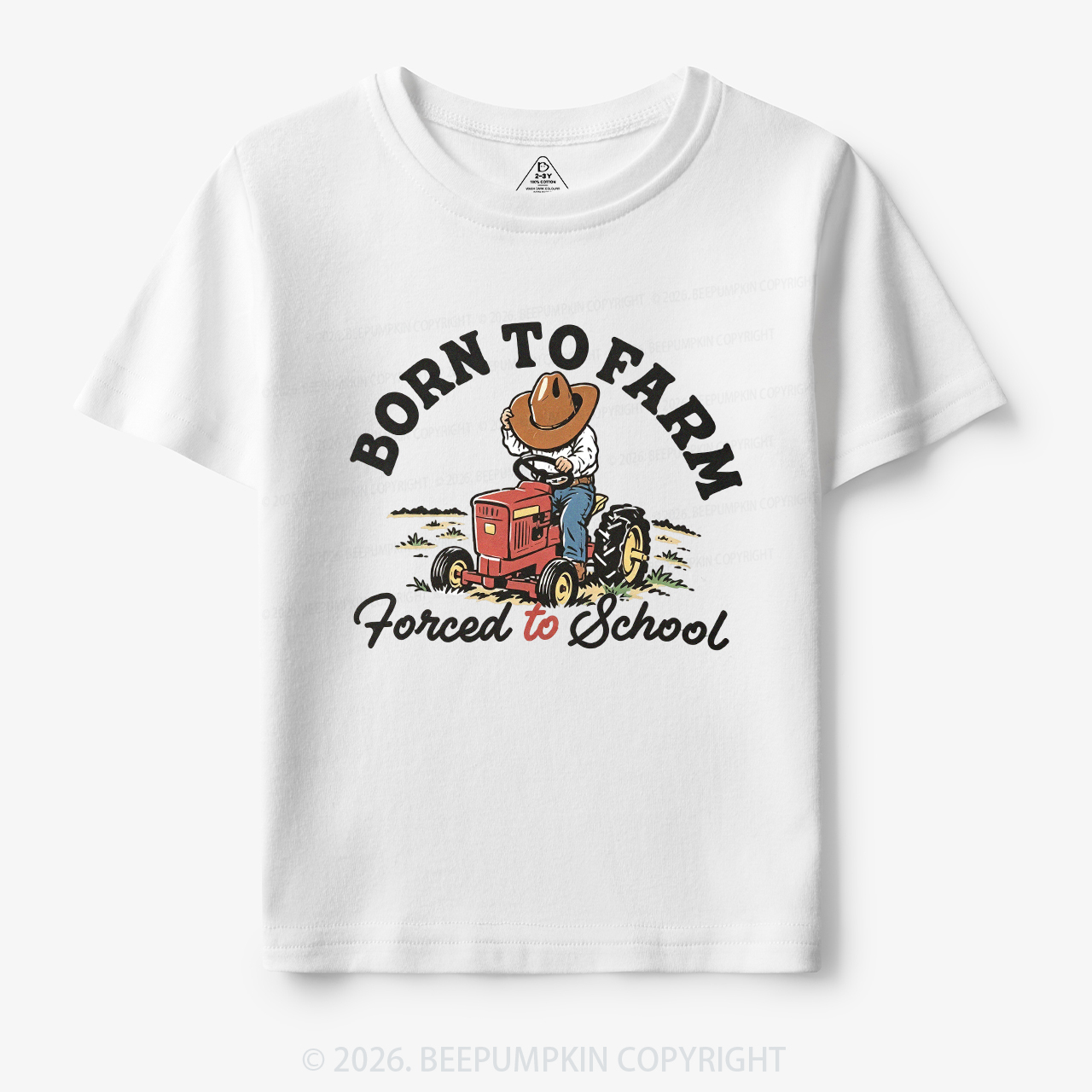  Born to Farm Forced to School Tractor Cowboy Toddler&Kid's Tees