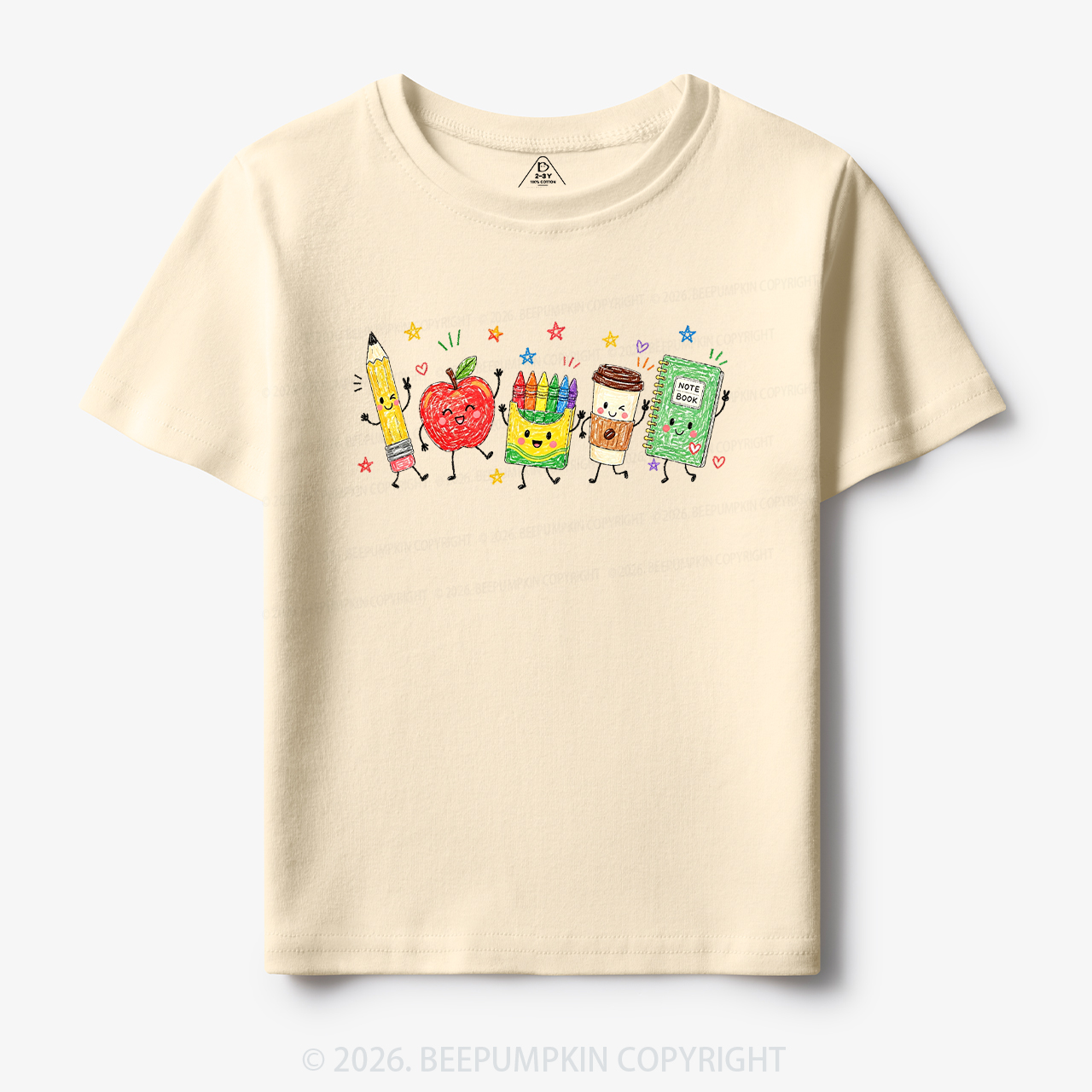 Cute Crayon Apple Pencil Notebook Toddler&Kid's Tees