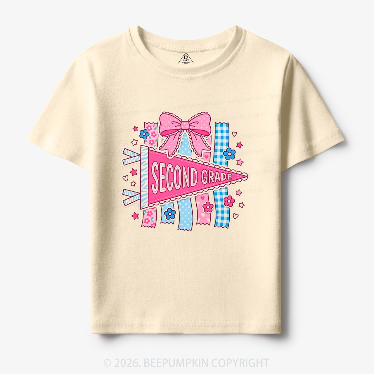 Personalized Pink Bow Pennant Back To School Toddler&Kid's Tees