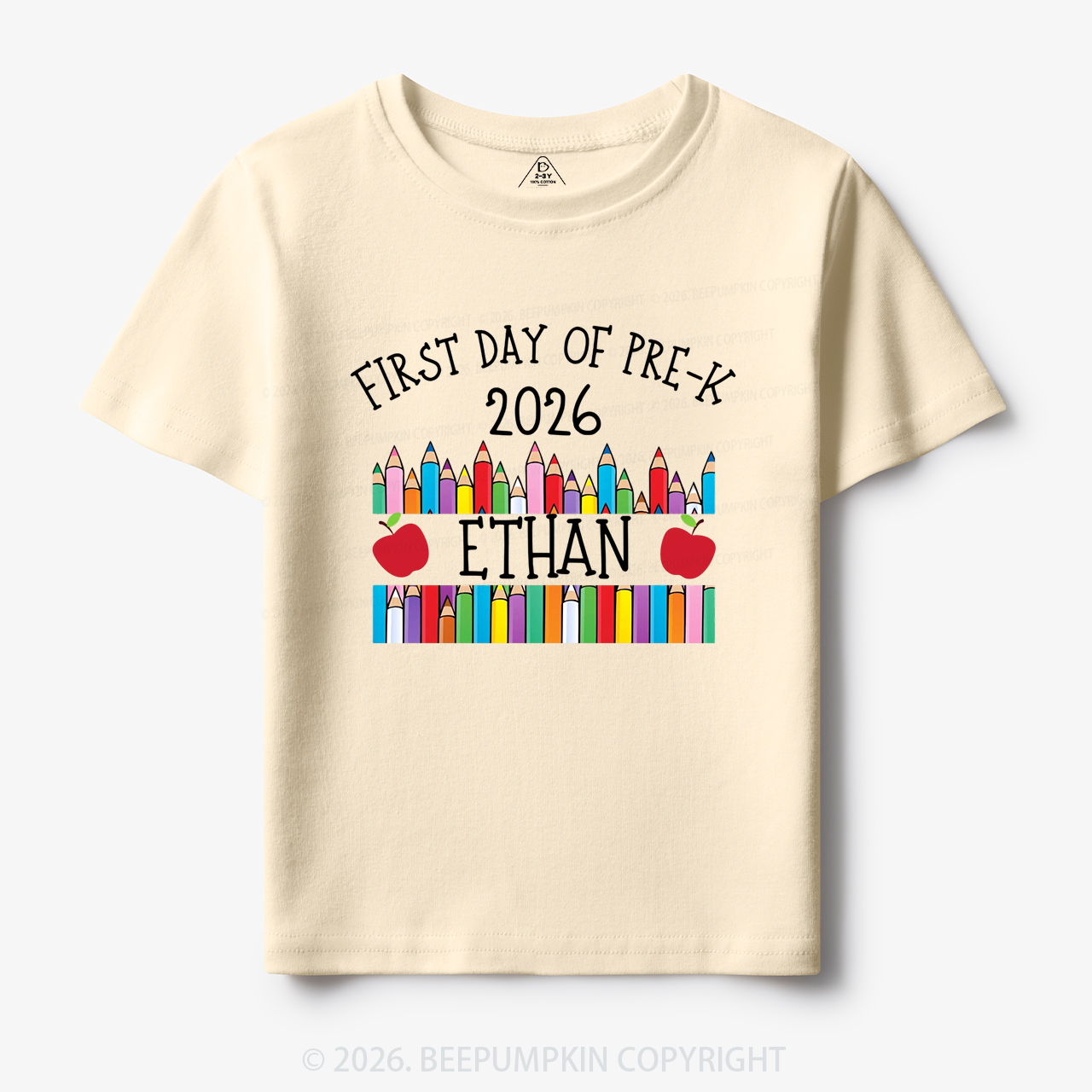 Personalized First Day Of Pre-K Crayon Toddler&Kid's Tees