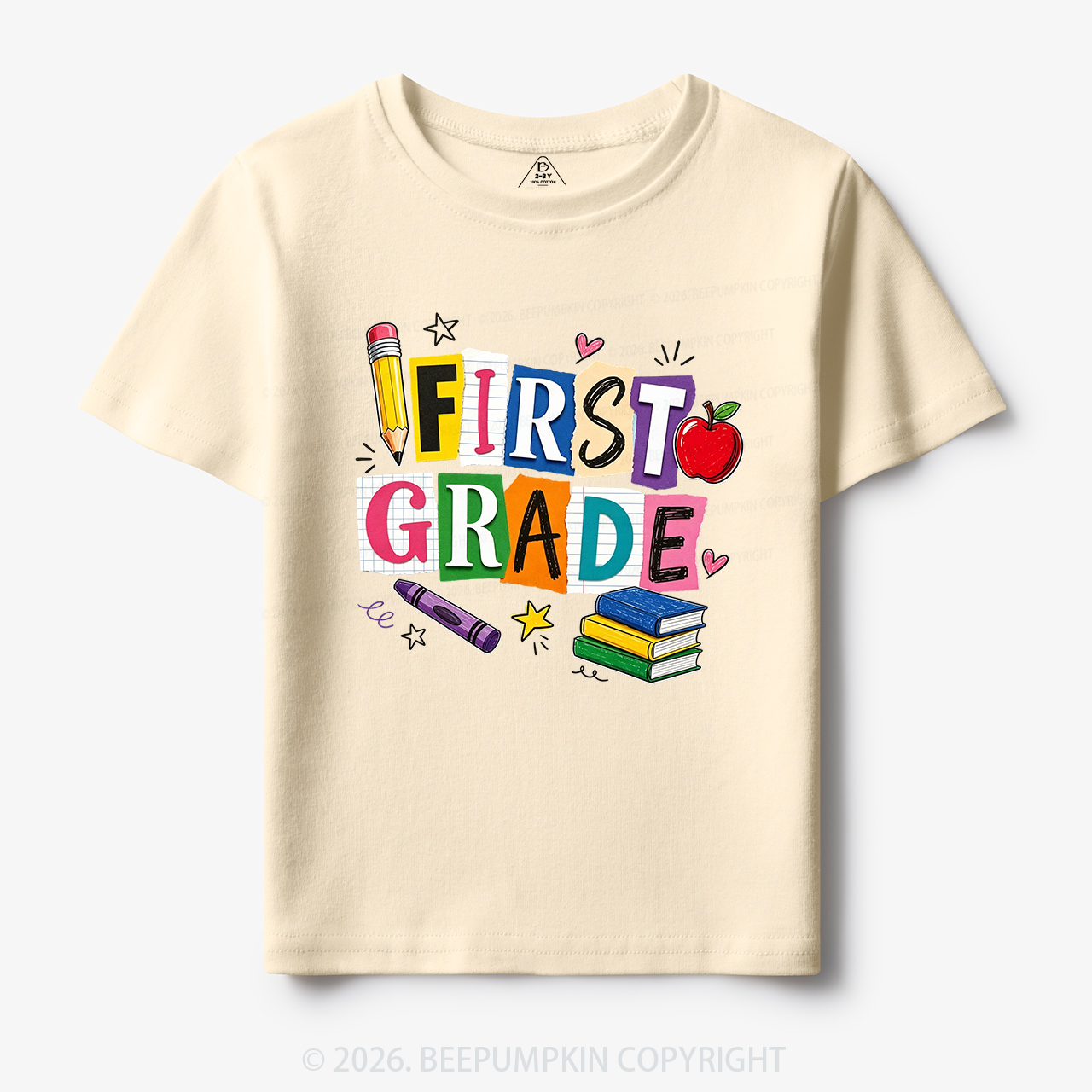 Personalized Colorful Bright School Vibes Doodle Toddler&Kid's Tees
