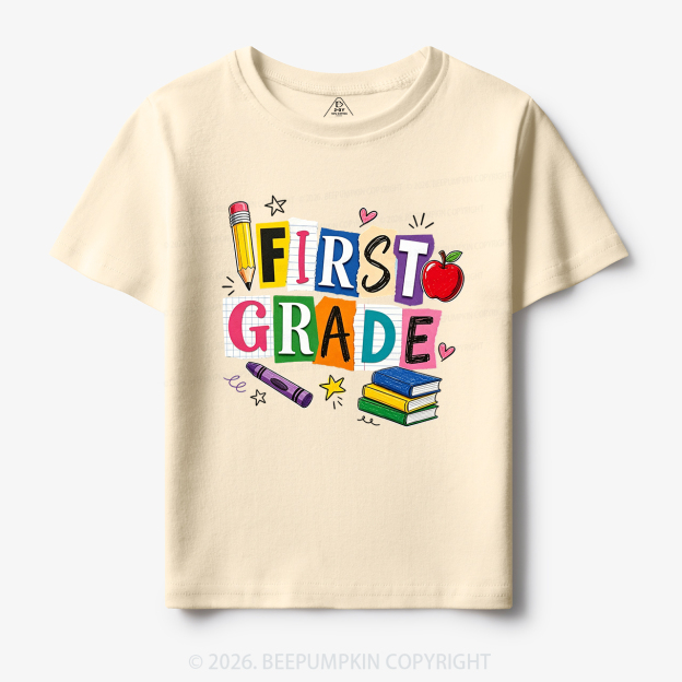 Personalized Colorful Bright School Vibes Doodle Toddler&Kid's Tees
