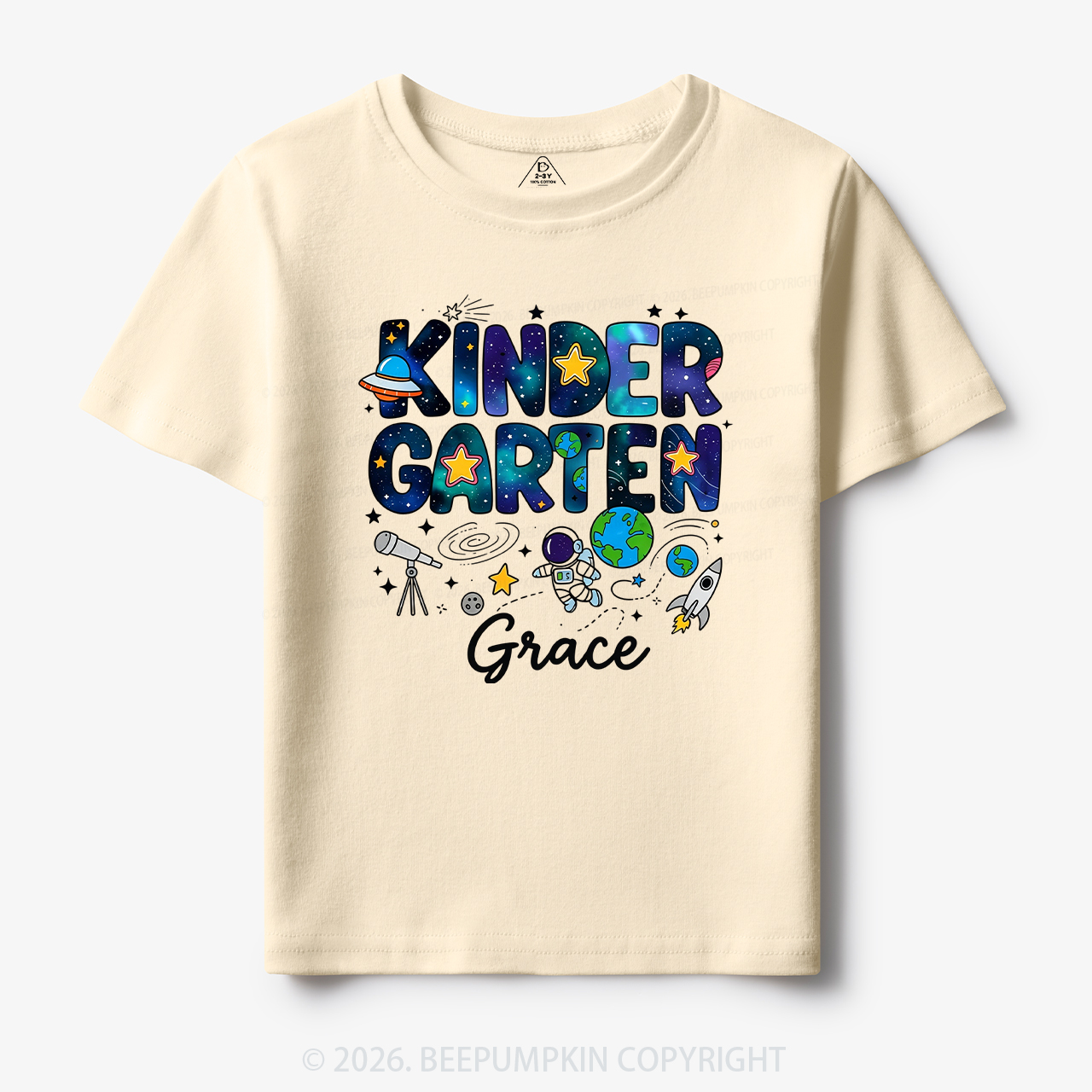 Personalized First Day of Kindergarten Outer Space Toddler&Kid's Tees
