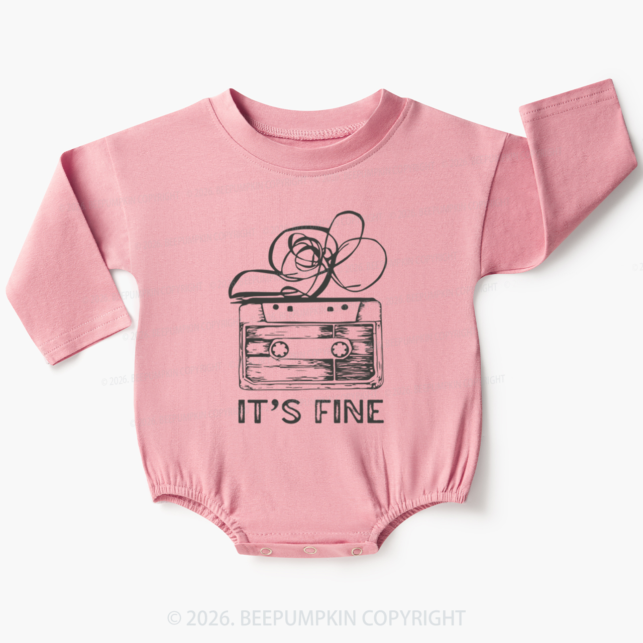 Retro Cassette Tape It’s Fine Baby Bubble Romper