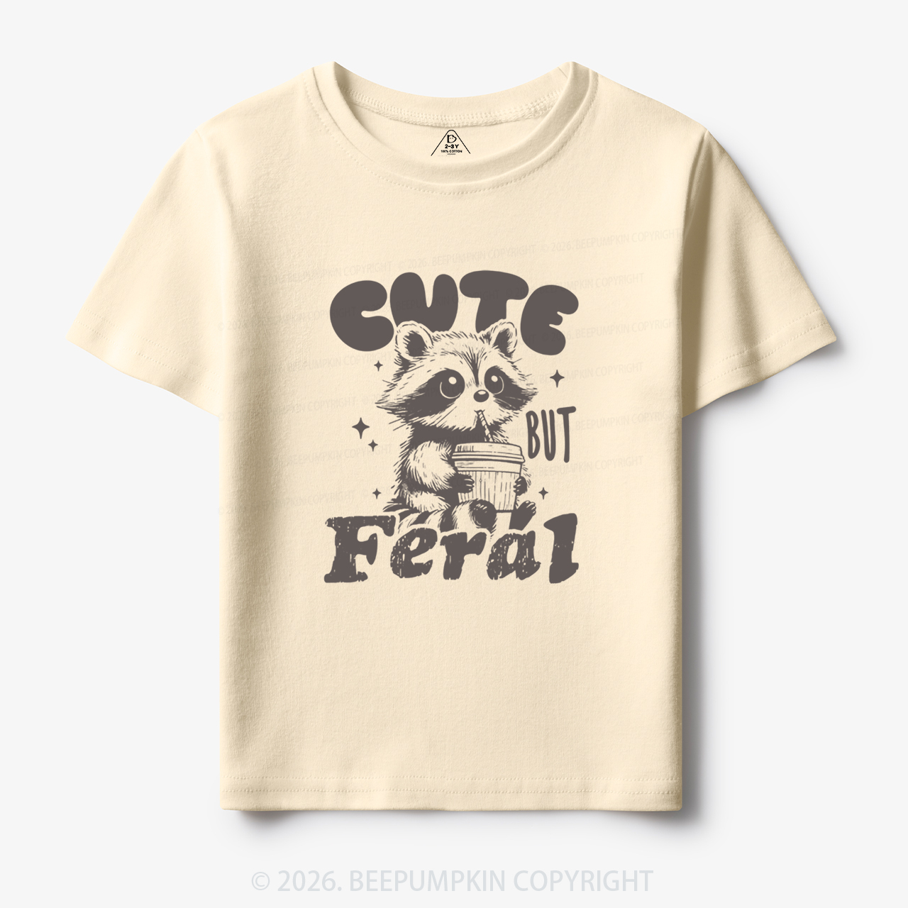 Funny Raccoon Cute But Feral Toddler&Kid's Tees