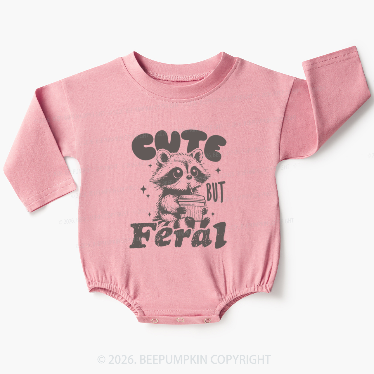 Funny Raccoon Cute But Feral Baby Bubble Romper