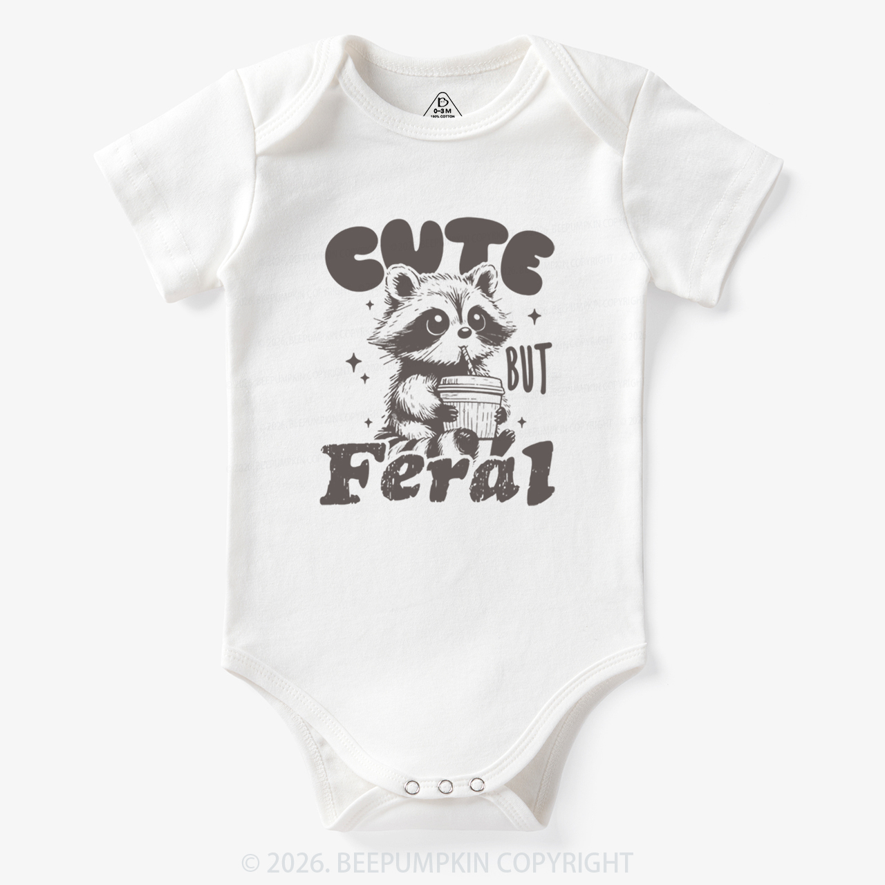 Funny Raccoon Cute But Feral Bodysuit