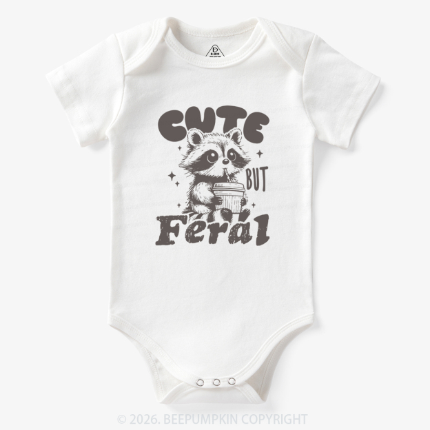 Funny Raccoon Cute But Feral Bodysuit