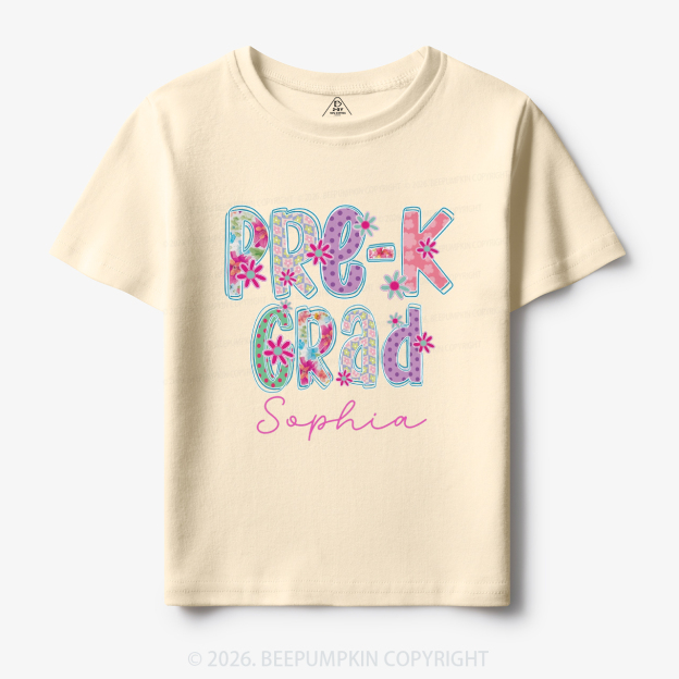 Personalized Name Sparkle Floral Pre‑K Grad Toddler&Kid's Tees