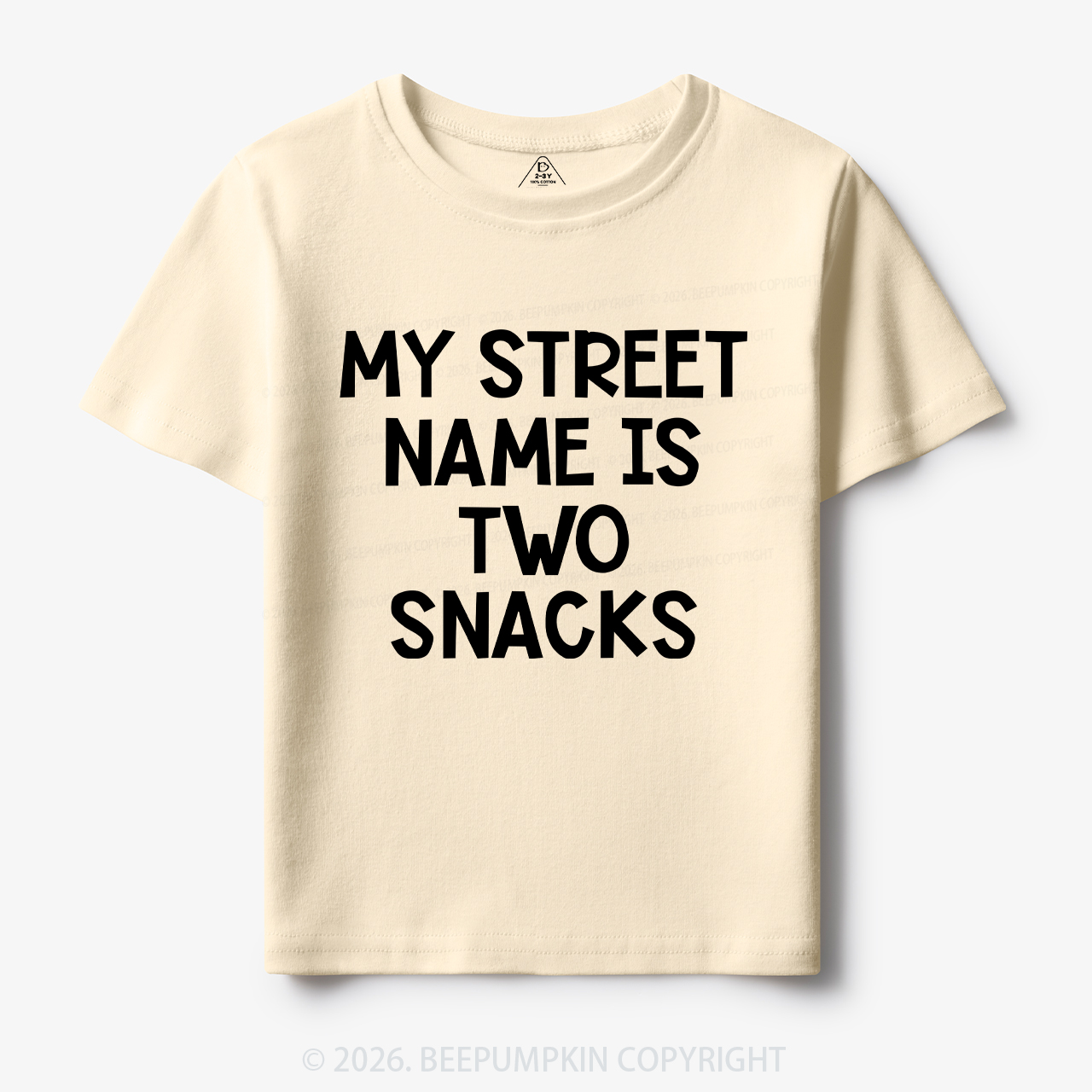 My Street Name Is Two Snacks Kids Shirt 7