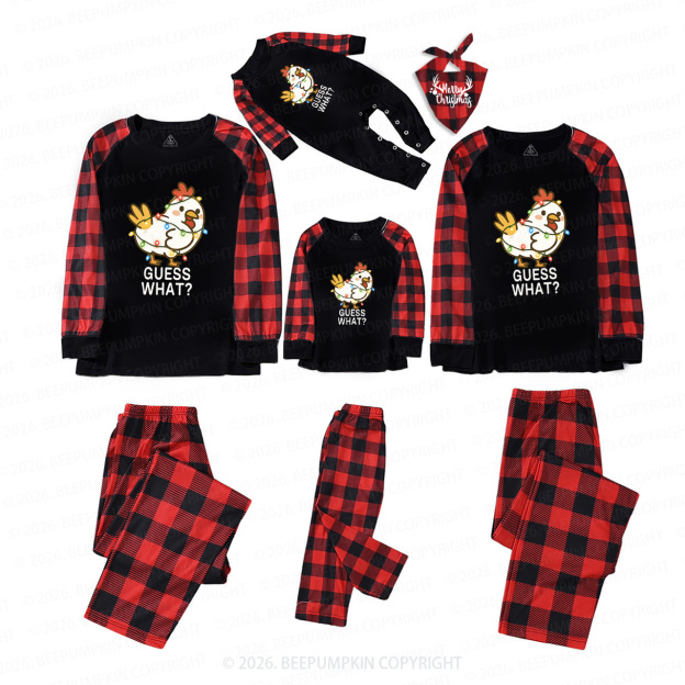Guess What Chicken Funny Butt Joke Christmas Family Matching Pajamas