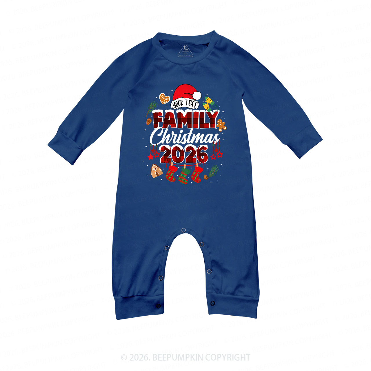 Personalized Gingerbread Snowflakes 2026 Christmas Family Matching Blue Pajamas Beepumpkin