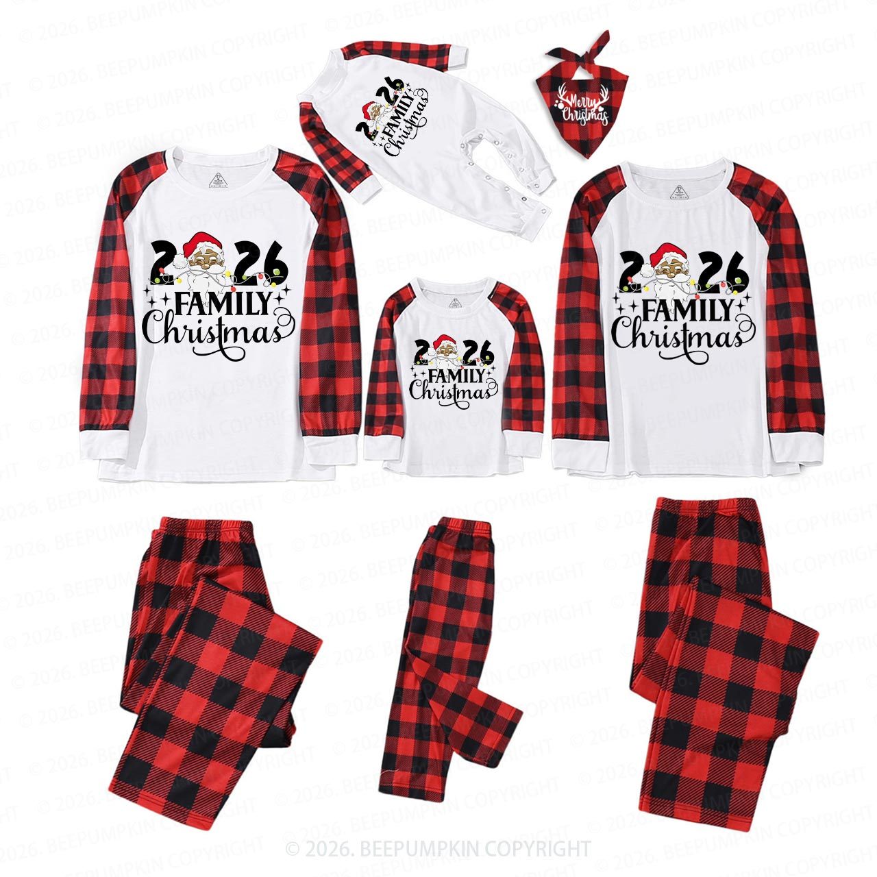 Santa Melanin Family Christmas 2026 Pajamas Beepumpkin