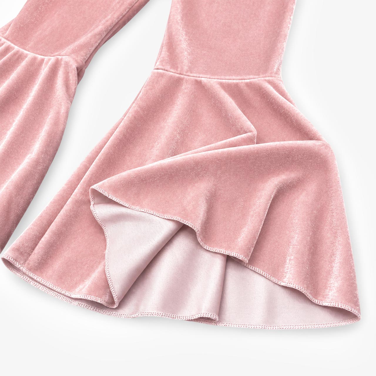 Girls' Pink Velvet Bell Bottom Flare Pants