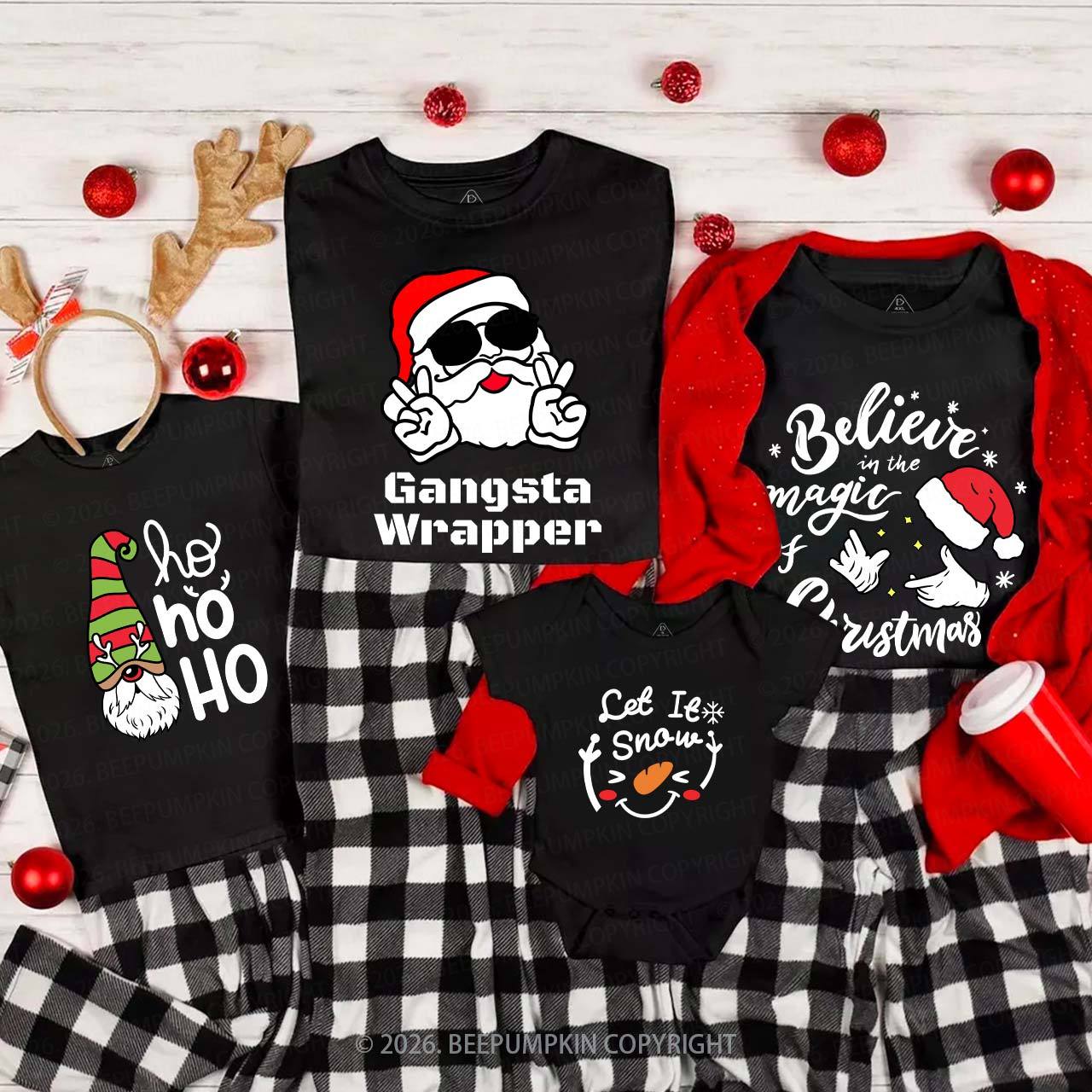 Personalized Joyful Holiday Christmas Family Matching T-Shirts Beepumpkin