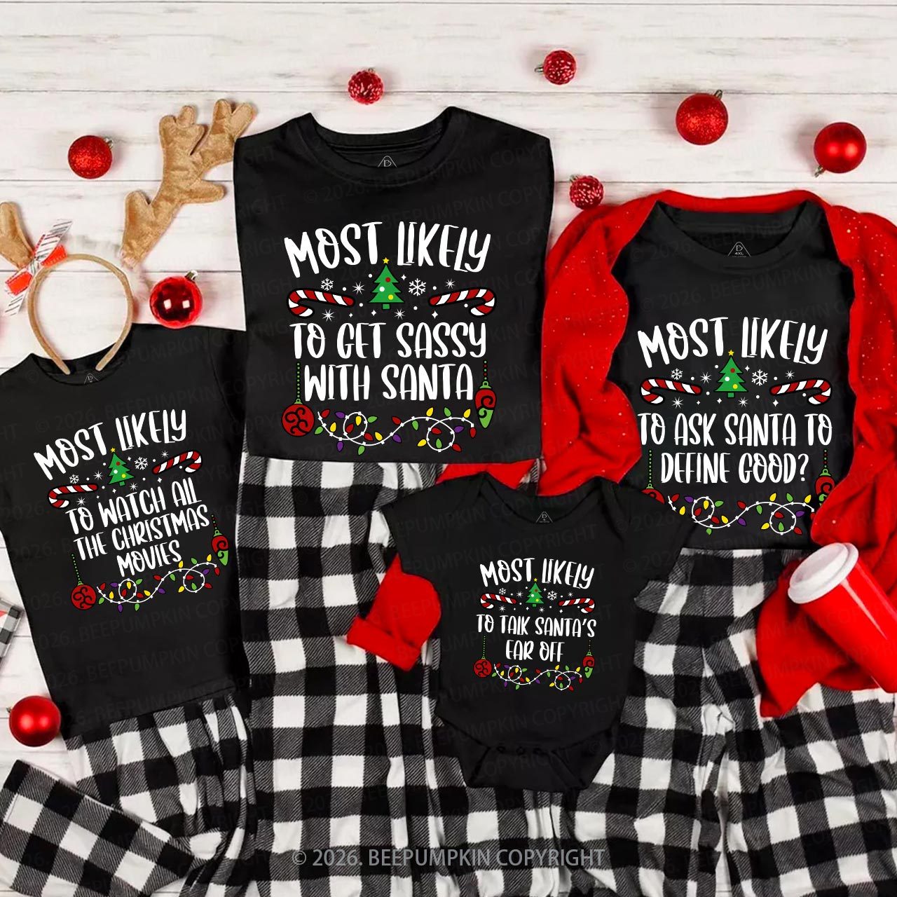 40 Quotes Most Likely To Christmas Family Matching Shirt