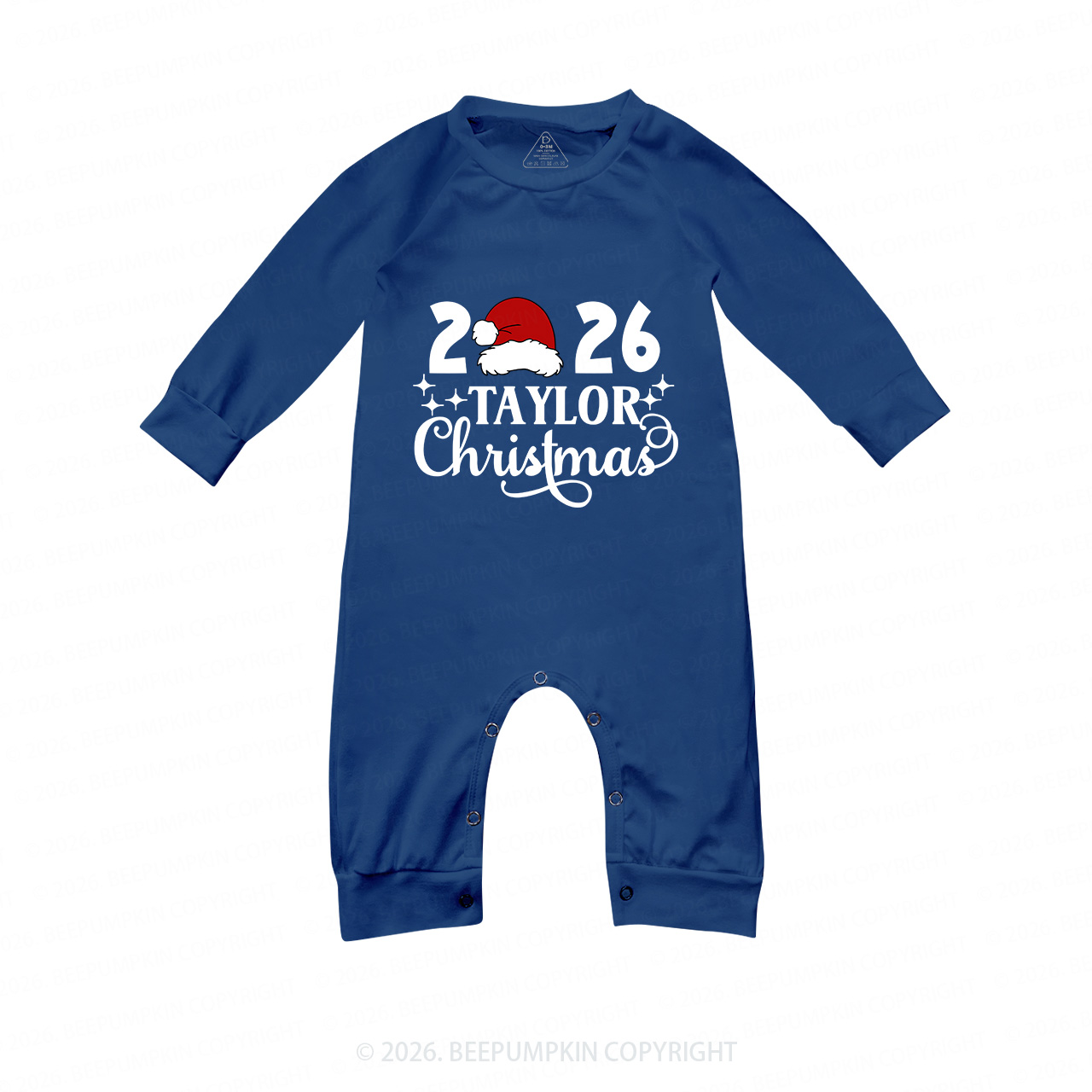 Personalized 2026 Star Christmas Family Matching Blue Pajamas Beepumpkin