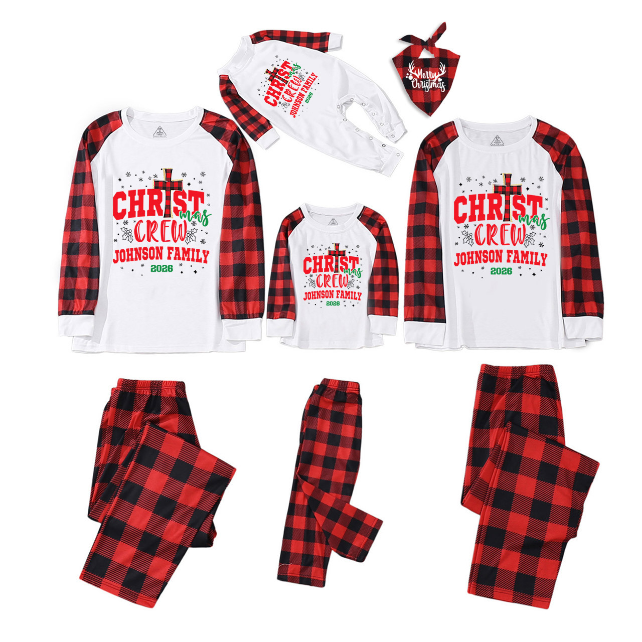 Personalized 2026 Christian Xmas Family Matching Pajamas